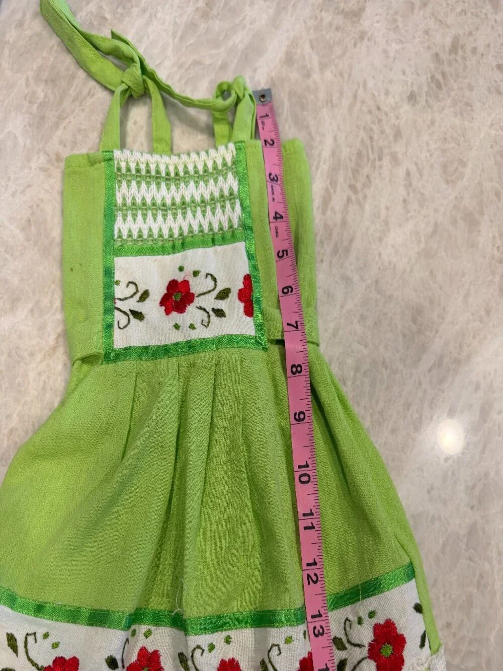 Girls 3T 4T Mexican Embroidered Floral Dress Lime Green Fiesta